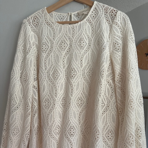 Sezane Jesse Blouse Ecru Guipure Lace - Size 8 - Picture 1 of 3